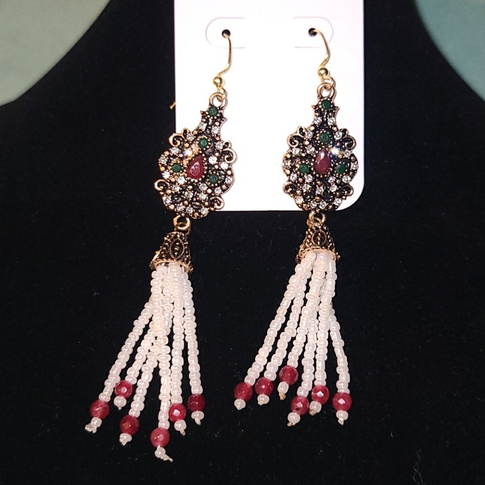 **HANDMADE** Bronze gem earrings